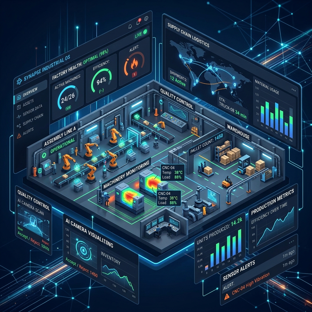 Industry and Factory Management Software Dashboard